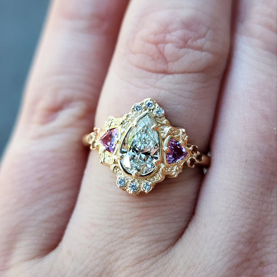 *Setting Only*  Ophelia Filigree Engagement Ring with Trillions 14k Gold