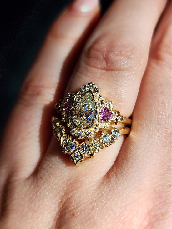 *Setting Only*  Ophelia Filigree Engagement Ring with Trillions 14k Gold