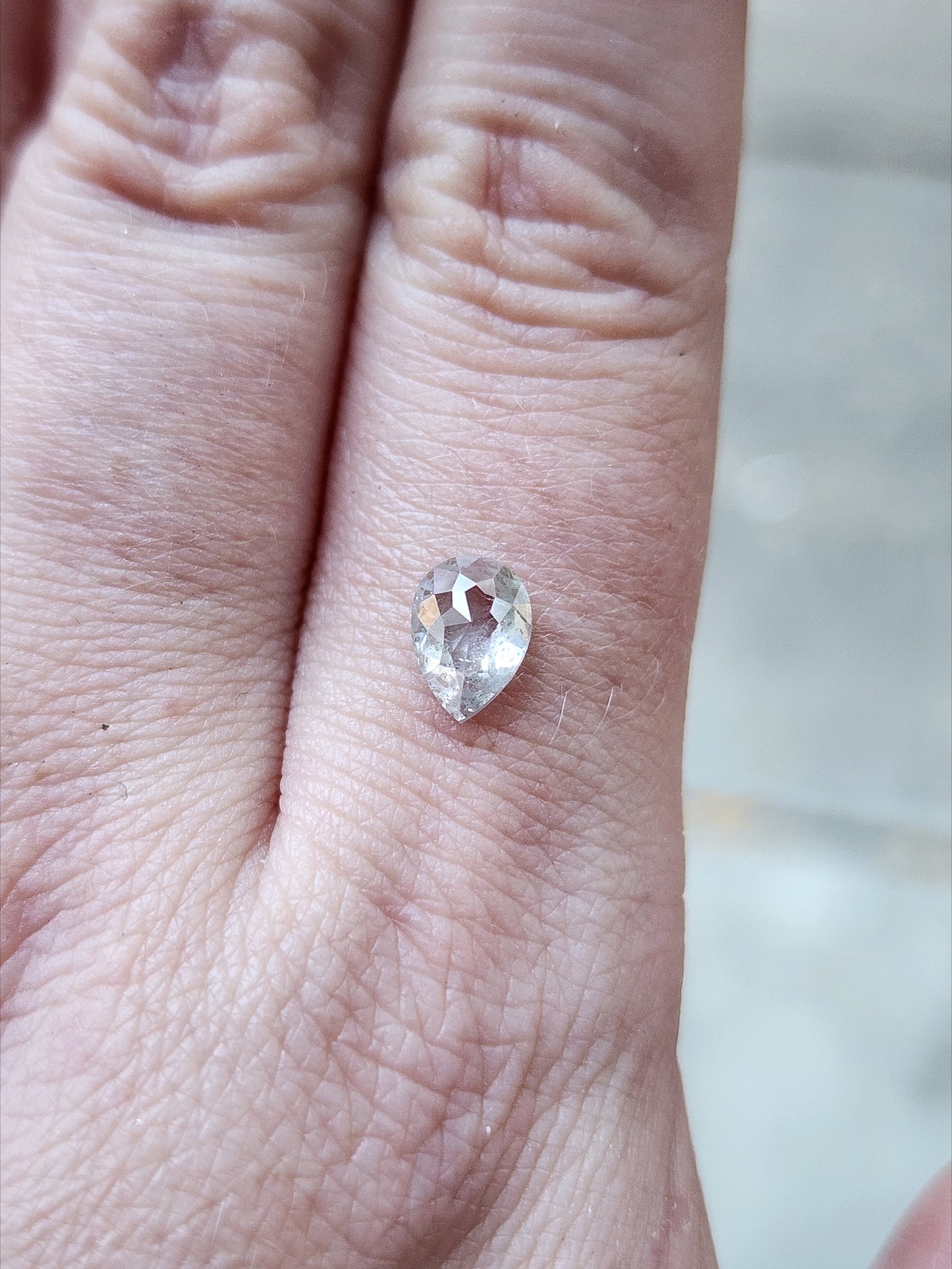 1.21ct Natural Rose Cut Gray Salt & Pepper Diamond Pear