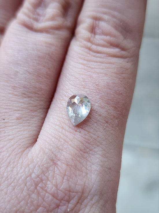 1.21ct Natural Rose Cut Gray Salt & Pepper Diamond Pear