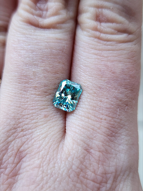 1.50ct Emerald Radiant Cut Seafoam Moissanite 8x6mm