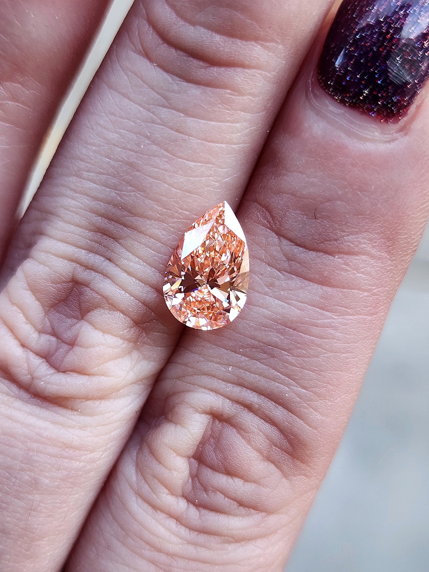 2.05ct lab peachy pink pear diamond for build your own custom ring