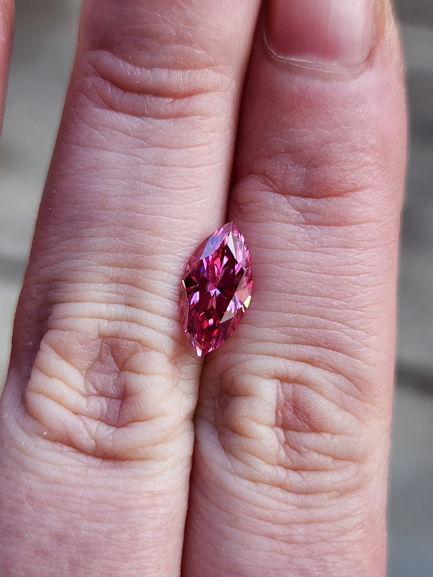 Deep Pink Moissanite Marquise