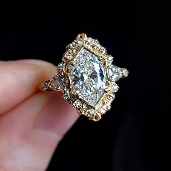 2.12ct duchess diamond odette engagement ring 14k yellow gold ready to ship size 7