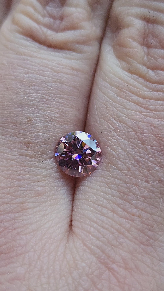 Load and play video in Gallery viewer, 1.19ct Round Cut Pink Moissanite 7mm
