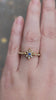 cornflower blue sapphire delicate triple moon ring with diamonds 14k yellow gold