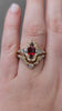 Chatham Ruby Marquise Odette ring fairytale wedding ring details filigree pear diamond sides 14k gold made in portland oregon artisan jewelry 