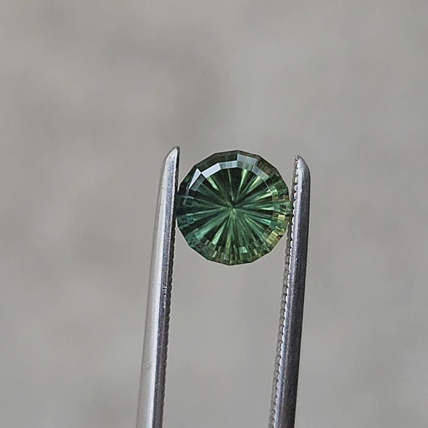 .96ct Natural Green Australian Sapphire Round Deep Concave Cut - by John Dyer