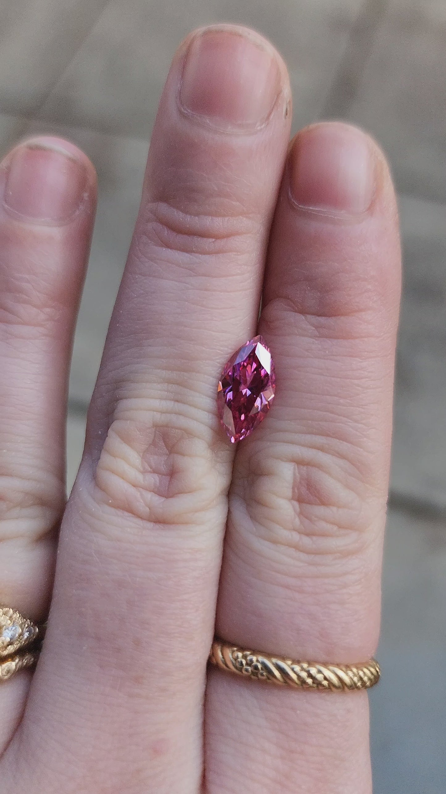 Load and play video in Gallery viewer, Deep Pink Moissanite Marquise
