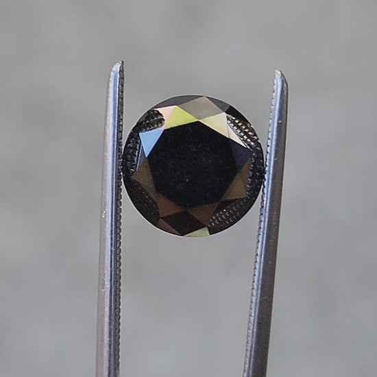 2.87ct Faceted Round Black Diamond (Heat Treated)