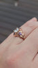 Luna Moth engagement ring with lab diamond purple sapphires and alexandrite 14k rose gold