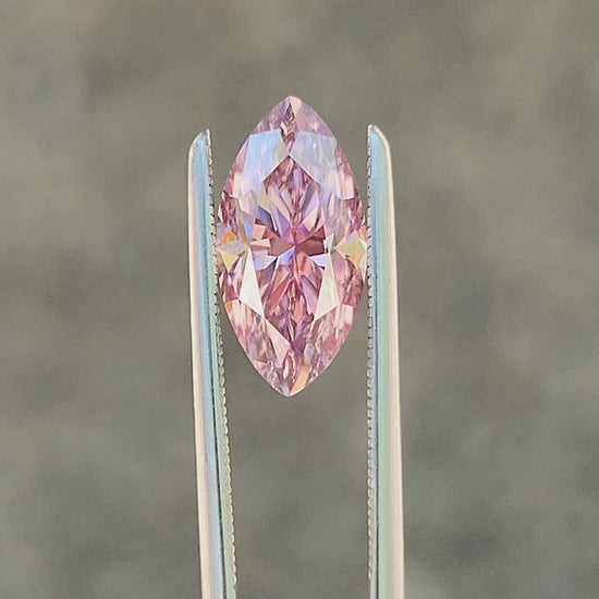 Load and play video in Gallery viewer, 1.89ct Soft Pink Moissanite Marquise 12x6mm
