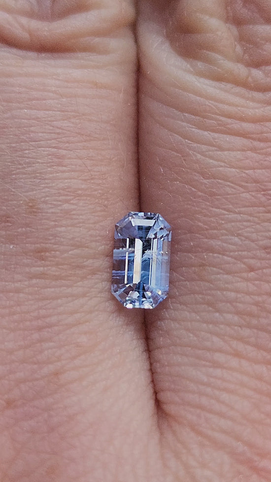 Load and play video in Gallery viewer, 1ct Natural Emerald Cut Sri Lanka Sapphire
