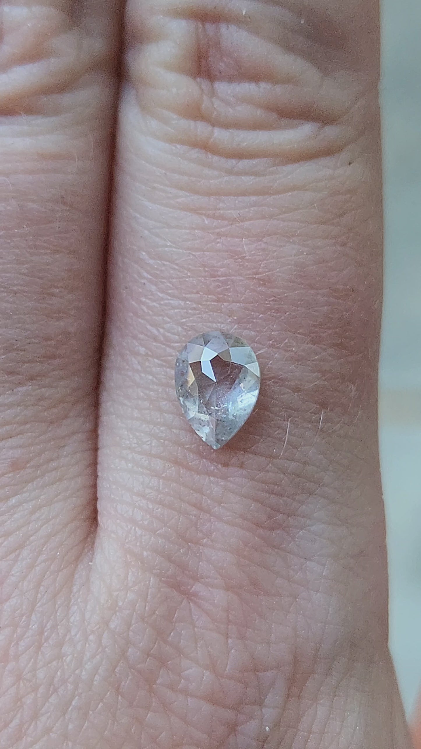 Load and play video in Gallery viewer, 1.21ct Natural Rose Cut Gray Salt &amp;amp; Pepper Diamond Pear
