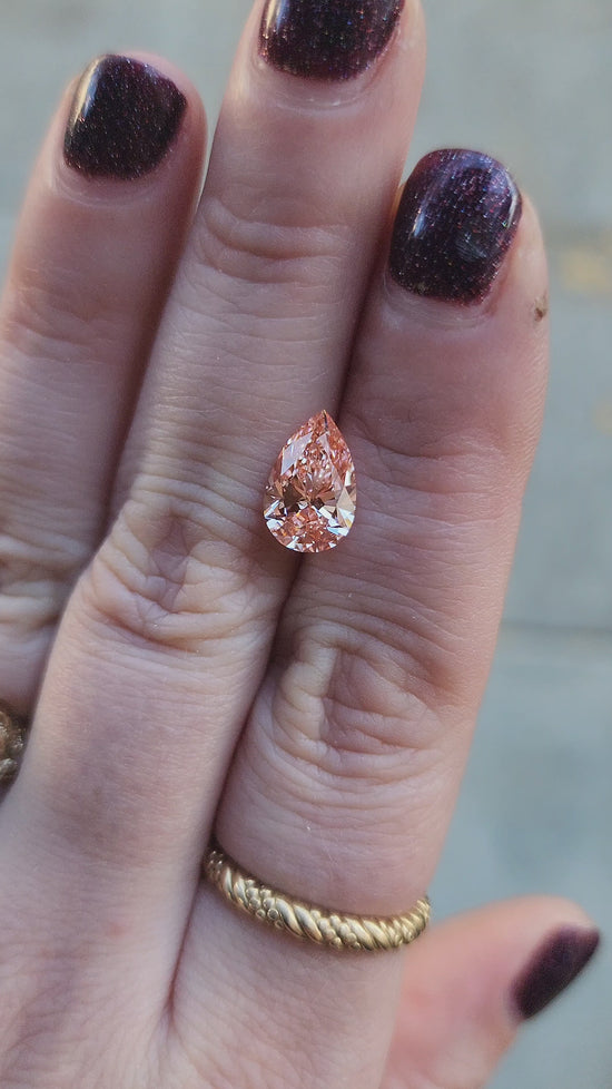 Load and play video in Gallery viewer, 2.05ct lab peachy pink pear diamond for build your own custom ring
