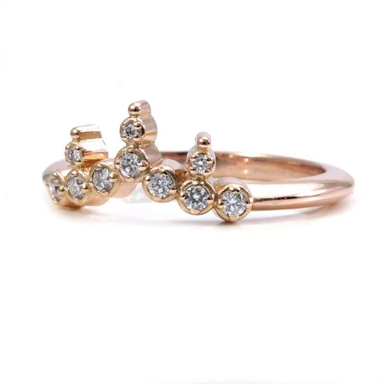 Starburst Diamond Crown Engagement Ring - 14k Rose Gold Wedding Band