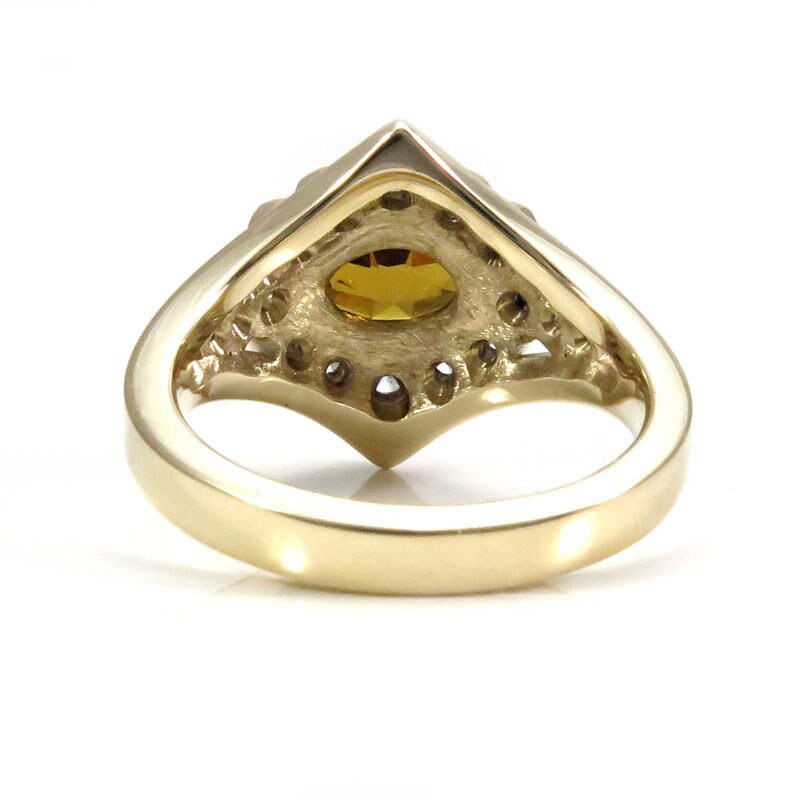 Ready to Ship Size 6 - 8 Marquise Mali Cinnamon Garnet Modern Art Deco Halo Engagement Ring - 14k Yellow Gold