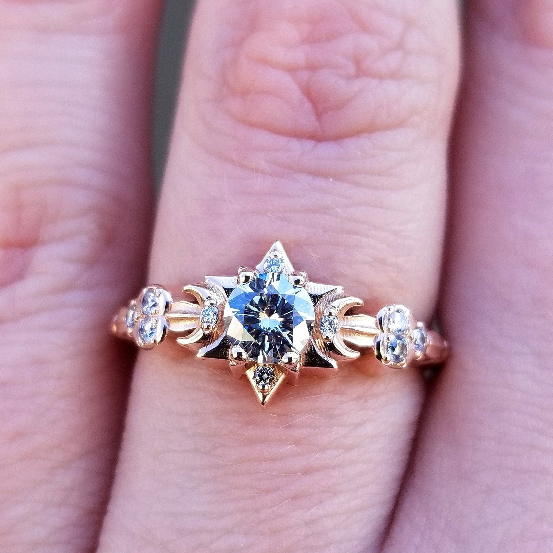 Celestial Engagement Ring - Stars Clouds and Crescent Moons - Pick